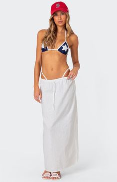 Get set for sunny days with the adorable and versatile Edikted Rayla Linen Look Maxi Skirt! Featuring an adjustable tie waist and a stylish back slit detail, it's crafted from linen-look fabric for a chic yet laid-back vibe. Perfect for effortlessly chic summer styling, whether you're lounging by the beach or exploring the city.Maxi skirtAdjustable tie waistBack slit detailLinen look fabric100% CottonModel wears size SModel height is 5'8Item care: Wash with similar color Edikted Womens Rayla Linen Look Maxi Skirt - White size XS White Linen Skirt Outfit, Linen Skirt Outfit, Corset Leggings, White Linen Skirt, Visionary Fashion, Summer Styling, Womens Maxi Skirts, Swimwear Dress, By The Beach