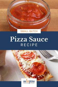 small batch pizza sauce recipe in a glass jar