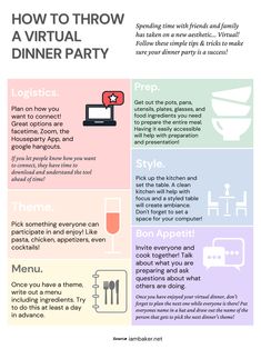 an info sheet describing how to throw a virtual dinner party