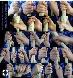 many different pictures of hands holding objects together