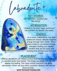 Labradorite encourages you to engage in life authentically through your own personal power. Labradorite fosters a relationship with the self, by bringing you out of your weaknesses and into your strengths! Shop our Labradorite collection in-store, or online at rockswithsass.com! Labrodite Crystal Meaning, Yooperlite Crystal Meaning, Healing Stones And Crystals Meanings, Labradorite Crystal Meaning, Eucalyptus And Pine, Labradorite Meaning, Crystals Meanings, Best Healing Crystals, Attract Success