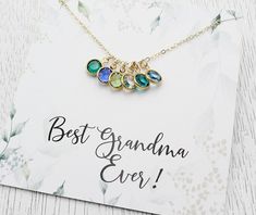 Grandmother Necklace Birthstones, Birthstone Jewelry Mothers, Christmas Gift For Grandma, Nana Necklace, Gift For Grandmother, Christmas Gifts For Grandma, Heart Shaped Pendant Necklace