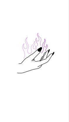 a drawing of two hands holding something with flames coming out of the middle of them