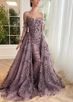 Lila Grandeur Gown | Teuta Matoshi Pink Mermaid Gown, Teuta Matoshi, Pink Evening Gowns, Pink Evening Dress, Pink Gown, Mermaid Evening Gown, Amazing Dresses, Long Sleeve Prom, Floral Gown