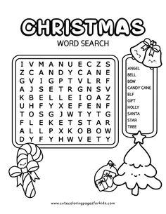 Christmas Word Search: Free Printable PDF for Kids - Cute Coloring Pages For Kids Christmas List Coloring Page, Christmas Cute Coloring Pages, Christmas Activity Worksheets For Kids, Christmas Worksheets For Kids 4th Grade, Christmas Activities Worksheets, Homeschool Christmas Unit, Christmas Activity Pages For Kids, Christmas Worksheets For Kids 1st Grades, Christmas English Worksheets