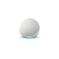 the google home speaker is white and has blue light on it's side,