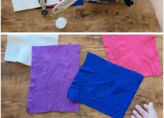 the process to make tissue paper flowers is shown