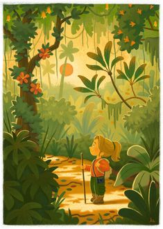 The Jungle Book Illustration, Hawaii Illustration, Adventure Illustration, Jungle Drawing, Office Painting, Book Illustration Design, Beautiful Cartoon, Trip To Hawaii, Jungle Illustration