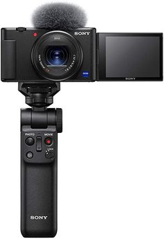 a camera with a microphone attached to it