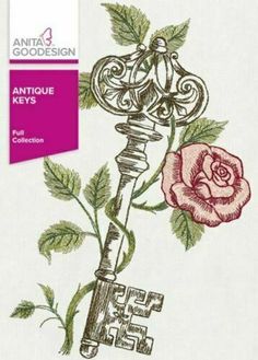 an antique key with a rose on it and the words antique keys written in english