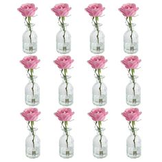 PRICES MAY VARY. ✿MATERIAL & QUALITY: HANIHUA set of 12 clear glass vases are made of clear glass. Both all sides and bottom of the vase is thickened design, compared with ordinary vase more thick and strong ✿CLASSIC DESIGN & SPRAY COLOR: Round vertical pattern design.The vase is more glaring than general vase, particularly in reflecting light, the vase will be very bright. ✿MULTIPLE OCCASIONS USE: The vases can be used on their own, with faux flowers, or fresh flowers as decorative pieces in yo Shelves Over Desk, Table Flower Decor, Mini Flower Vase, Vases Flowers, Glass Bud Vases, Mini Vases, Small Vases, Small Glass Vases, Rustic Wedding Decorations