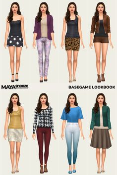 six different types of women's clothing for the simse game, may 2009