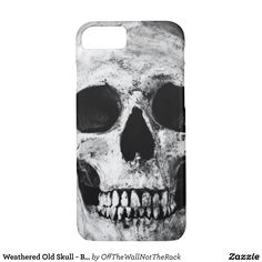 a black and white photo of a skull on the back of a phone case for samsung s6