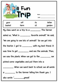 a fun trip worksheet for kids to learn how to write and read the words