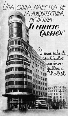 an old advertisement for a building in the city