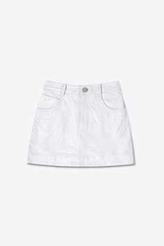 THE ULTRA MINI Skirt is crafted from 100% Leather in an ultra mini cut. Featuring 4 Pockets, Hidden button & clip fastening and a Silver zip fly. Finished with our signature Branded Scorpion button. White Skirt Mini, Leather Mini Skirt For Summer, White Skirt Denim, Ultra Mini Skirt, White Leather Skirt, White Denim Mini Skirt, White Jean Skirt, Mini Skirt White, Skirt Details