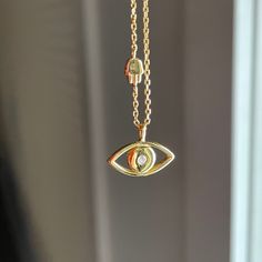 Floating Hamsa Evil Eye Necklace <br>18K Gold Vermeil</br> - Hamsa Alek Hamsa Evil Eye, Hamsa Jewelry, Necklace Length Guide, Eye Pendant Necklace, Evil Eye Earrings, Evil Eye Ring, Jewelry Tags, Blue Evil Eye, Eye Pendant