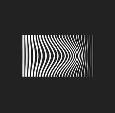 an abstract black and white image with wavy lines in the center, on a dark background