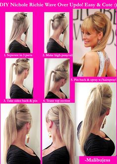 ♥ DIY Nicole Richie Wave Over Up-do! So Easy & Cute! Hairstyles Diy, Work Hairstyles, Chic Hairstyles, Favorite Hairstyles, Face Hair, Hair Dos, Up Hairstyles