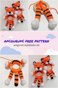 crocheted stuffed animals made to look like tigers