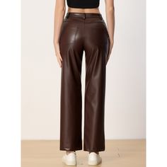 Fit In a straight leg and high waist design, this casual PU pants can better show the curve of your legs and better shape your waistline, making you much sexier and more. Lightweight and breathable faux leather material, can add fashion and a classic feel when paired with other outwears. Pair it with the jackets, sweaters, T-shirts, vests, camisoles, sports shoes, high heels, plimsolls and so on, and it can be versatile for daily wear in spring and summer. High-waisted Faux Leather Pants, Solid Faux Leather High-waisted Pants, Solid High-waisted Faux Leather Pants, Solid Color High-waisted Faux Leather Pants, Wide Leg Faux Leather Pants With Belt Loops, High Waist Faux Leather Wide Leg Pants, Chic High Waist Faux Leather Wide Leg Pants, Trendy Faux Leather Straight Leg Pants, Fitted Brown Wide Leg Pants, Trendy Style