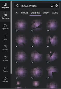 an image of some purple dots on a black background with the text, all photos videos audio