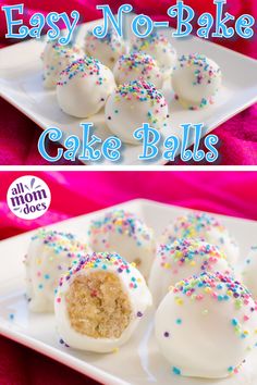 easy no bake cake balls with sprinkles