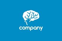 the logo for company with a brain on it's left side and an arrow pointing to