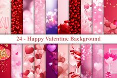 valentine's day backgrounds with hearts and balloons in pinks, red, and purple