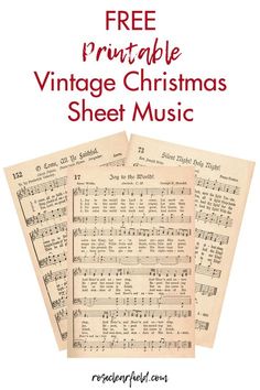 sheet music with the words free printable vintage christmas sheet music on top of it