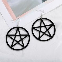 Big Black Pentagram Acrylic Hanging Dangling Earrings Women Lightweight Bijoux Classic Large Star Ear Jewelry Brincos 2022 -Thank you for choosing us. When placing an order, please write your phone number, this is required by the transport company. Thank you. ❤︎ Click here to visit my store ❤︎ Dark Beauty: https://www.etsy.com/shop/DarkBeauty8?ref=seller-platform-mcnav Pagan Star, Eyeball Earrings, Artsy Earrings, Dinosaur Earrings, Cactus Earrings, Crystal Chandelier Earrings, Gothic Earrings, Earrings Women, Cat Earrings