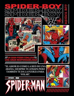 an advertisement for spider - boy and other comics