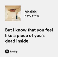 a man standing in an empty room with the caption, but i know that you feel like a piece of you's dead inside