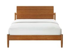 a bed with wooden headboard and foot board on it's side, against a white background