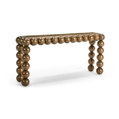 a wooden bench made out of balls on a white background with no people around it