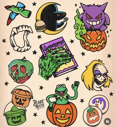 80s Themed Tattoos, Weird Tattoo Flash, Cutsy Tattoos, Funny Traditional Tattoos, Tat Drawings, Chris Tattoo, Halloween Flash, Easy Perler Beads Ideas, Traditional Flash