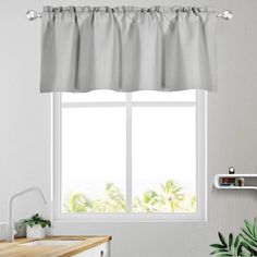 a kitchen with a sink, window and potted plant in front of the window