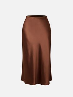 Silk-Like Satin Midi Slip Skirt Bias-Cut High Waisted Womens Skirt – OGLmove Silk Skirt Short, Brown Skirt Outfit, Silk Skirt Outfit, Modest Spring Outfits, Satin Skirt Outfit, Midi Slip Skirt, Short African Dresses, Bias Cut Skirt, Slip Skirts