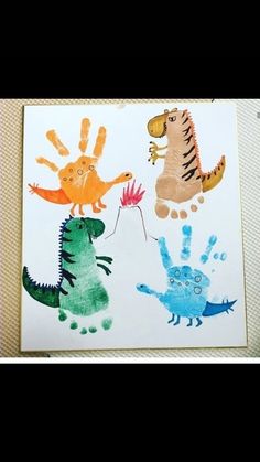 two handprints with different animals on them