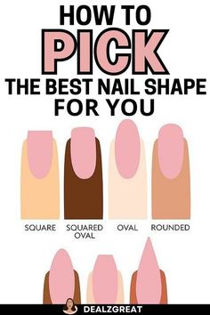 What to Consider When Choosing Your Nail Shape Nail length, nail bed breadth, and finger shape are the most important aspects to consider. If your fingers are on the shorter side, keeping your nails long might help make your hands seem slimmer. Consider going with a broader, medium-length design if your fingers are very long and thin. Determine Your Personality Type Based on Your Nail Shape..#nailshape#personality#nailpersonality Nails Acrylic Shape Guide, Type Of Hands Shape, Nail Shape Short Nails, Artificial Nail Shapes, Mail Shapes 2023, Nail Shapes Short Nails, Nails For Hand Types, Nail Extension Shapes, What Shape Nails Should I Get