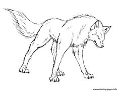 a drawing of a wolf walking