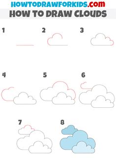 how to draw clouds for kids