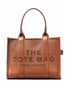 brown leather two rounded top handles tonal stitching embossed logo to the front pebbled texture top zip fastening main compartment internal patch pockets Bags Brands, Brown Tote Bag, Large Leather Tote Bag, Marc Jacobs Tote, Posh Style, Pocket Books, Dream Bags, Large Leather Tote, Brown Tote