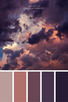 the sky is filled with clouds in shades of pink and purple