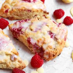 raspberry scones with lemons and white chocolate