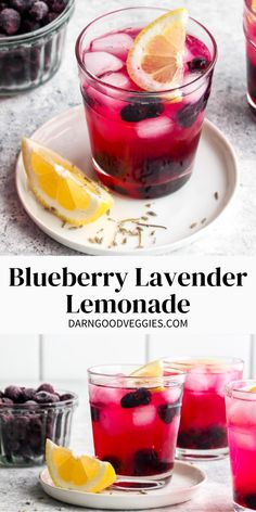 the blueberry lavender lemonade is served in glasses