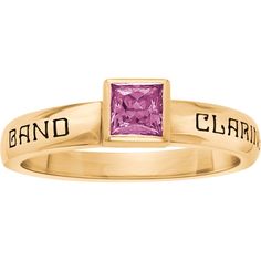 Treasure Ladies' Class Ring with Bezel set Princess stone Custom Class Rings, Senior Rings, Class Rings College, Class Rings High School, Class Rings, Gold Class, Graduation Rings, 2023 Graduation, Jared The Galleria Of Jewelry