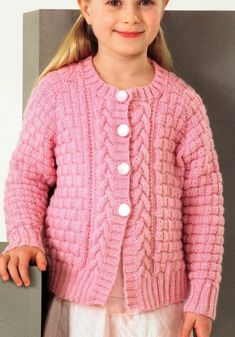 "Girls Round Neck Cardigan Jacket Long or Short Sleeve Basketweave Cable  22 - 32\" ~ 2 - 13 yrs ~ DK Wool 8ply Light Worsted Knitting Pattern pdf  Download" Kids Sweater Pattern, Cable Knit Sweater Pattern, Round Neck Cardigan, Knit Cardigan Pattern, Baby Cardigan Knitting Pattern, Free Girl, King Cole, Girls Cardigan, Knitting Wool