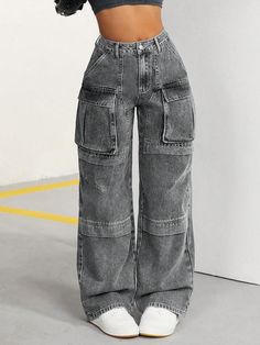 Trendy Baggy Jeans, Colorful Baggy Pants, Cute Jeans For School, Bagy Jeans, Jean Cargos, Street Wear Jeans, Casual Streetwear Women, Jean Cargo Pants