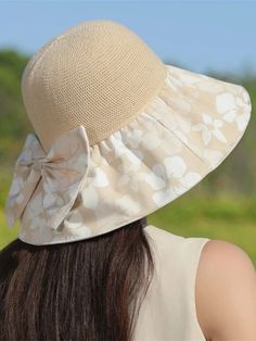 Chapéu de pescador com estampa de flor de laço, plissado e com proteção solar e junta dividida Sun Hat With Flowers, Hat Diy, Zipper Pouch Tutorial, Diy Hat, Hat Ideas, Millinery Hats, Fisherman Hat, Couture Sewing, Scarf Hat